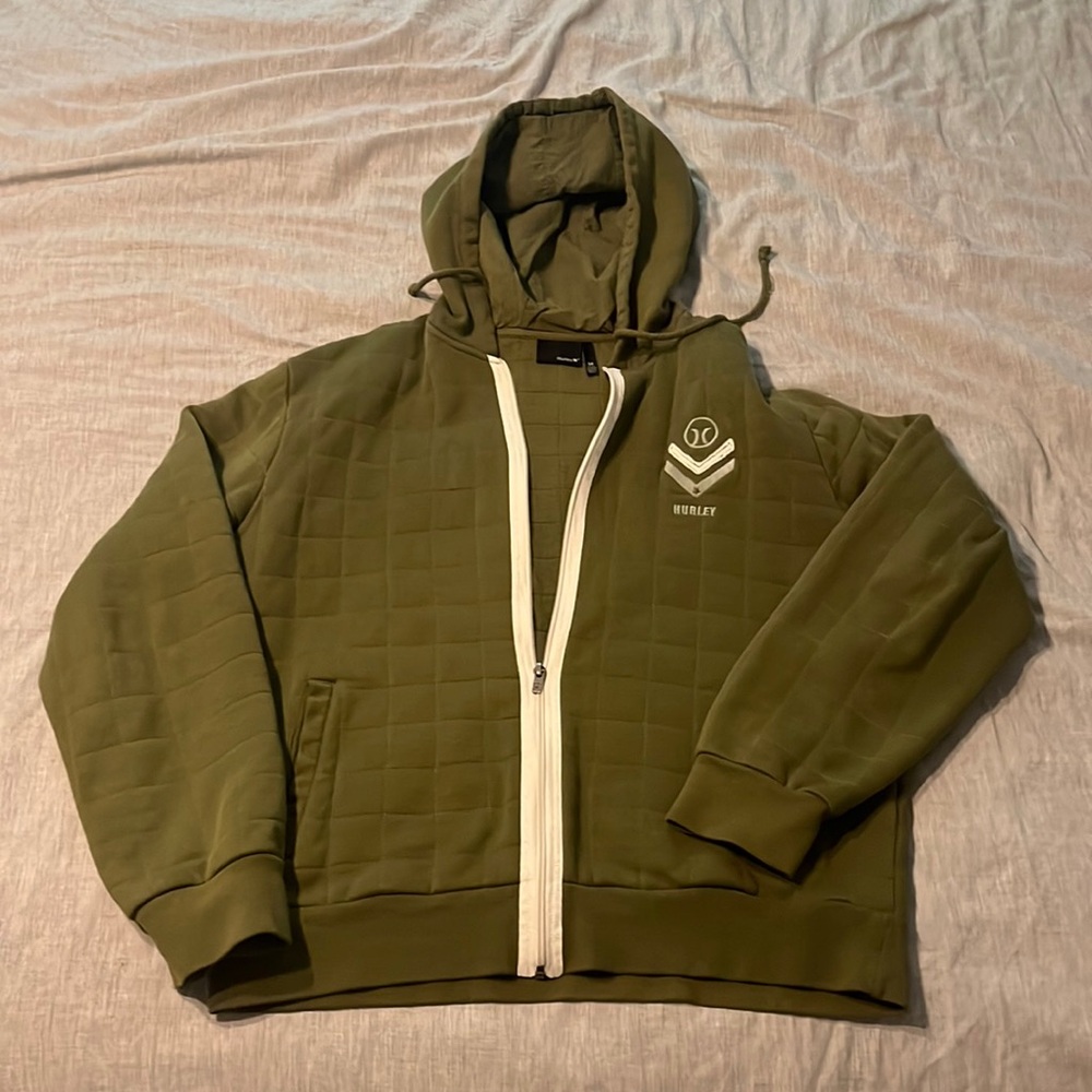 Green Quilted Hoodie Sweatshirt Hurley